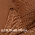 thumbnail image 5 of EVERGRACE Velvet Quilt Queen Size, Luxury Velvet Bedding Set, Ultra Soft Ruched Quilt Sets, Lightweight Comforter Vintage Textured Bedspread Coverlet with 2 Shams for All Season, Burnt Orange, 5 of 8