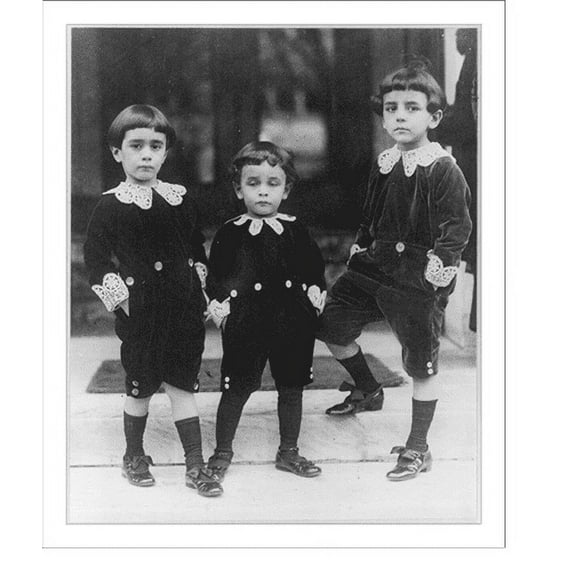 Historic Print, Children wearing velvet suits inspired by Little Lord Fauntleroy style, 16" x 20"