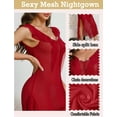 thumbnail image 6 of Aivtalk Womens Lingerie Ruffled Babydoll Sheer Nightgowns See Through Mesh Sleepwear Dress Sexy Exotic Long Nightdress Burgundy M, 6 of 7