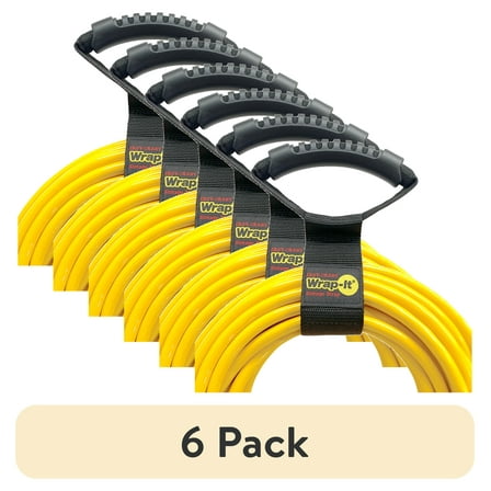(6 pack) Easy-Carry Wrap-It Storage Straps - 17” – Heavy-Duty Hook and Loop Cord Carrying Strap, Hanger, and Organizer with Handle for Pool Hoses, Garden Hoses, Cords, Cables and More