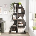 thumbnail image 3 of Tribesigns 5-Tier Modern Corner Bookcase, Particleboard Gray, 19.60" x 18.90" x 69.80", 3 of 5