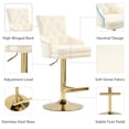 thumbnail image 4 of Foredo Velvet Swivel Bar Stools Set of 2, Modern Adjustable Bar Stools with Button Tufting and Pull Ring, Kitchen Counter Square Island Bar Stool, Beige, 4 of 8