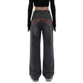 thumbnail image 2 of EMMIOL Women's NEW YORK Letter Print Baggy Boyfriend Jeans, High Rise Dark Wash Wide Leg Vintage Y2K Denim Pants Suitable for Independence Day, 2 of 8