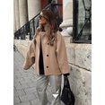thumbnail image 4 of Abrigo informal de lana para mujer, chaqueta de manga larga con solapa de un solo pecho, Color liso, ropa de calle elegante, Otoño, 2024, 4 of 5