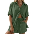 thumbnail image 4 of Short Sets Women Two Piece Sets for Women Button Down Shirt Short Summer Dresses Travel Outfits for Women, 4 of 5