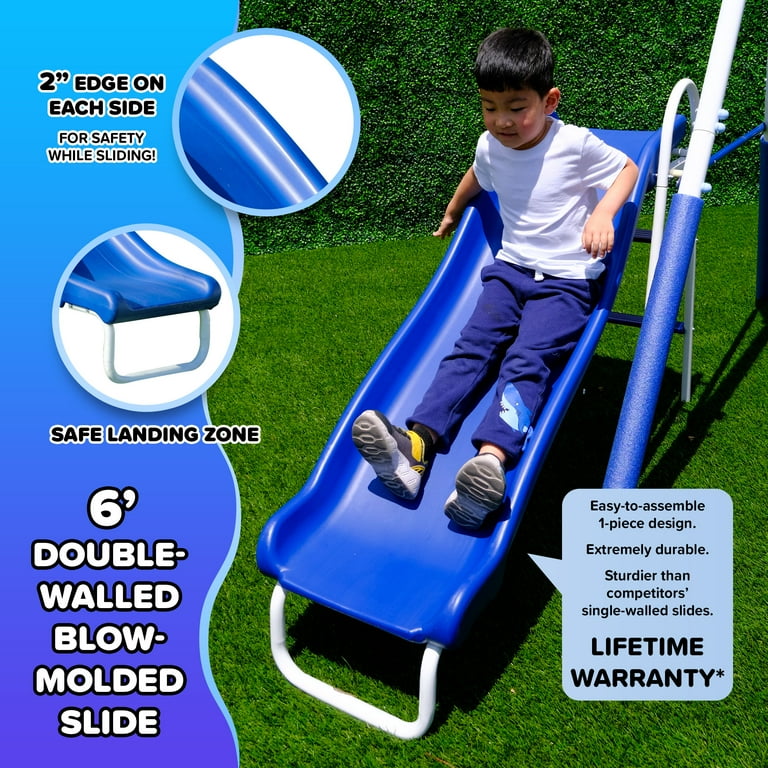 Sportspower Super 9 Metal Swing Set with 5' Slide with Lifetime