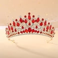 thumbnail image 1 of Nvzi Tiara para novia, diadema de princesa, corona nupcial, joyería para el cabello con diamantes de imitación de cristal, decoración para cumpleaños, graduación, fiesta de disfraces (rojo), 1 of 4