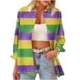 thumbnail image 5 of Sexlip Womens Mardi Gras Color Block Shirt Long Sleeve Design Quick Dry Fabric Relaxed Silhouette for Daily Errands Yellow L, 5 of 9