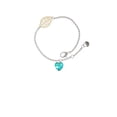 thumbnail image 2 of Delight Jewelry Teal Crystal Heart - Goldtone Leaf Delicate Bracelet, 6.25+1.75", 2 of 4