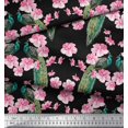 thumbnail image 3 of Soimoi Modal Satin Fabric Floral & Peacock Bird Fabric Prints by Yard 42 Inch Wide, 3 of 3