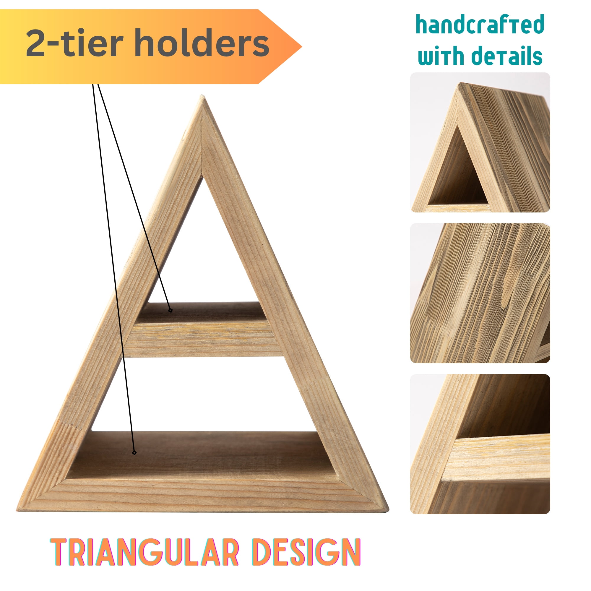 Wooden Triangle Book Holder With Cup & Tablet Slot - All-in-One Nightstand Organizer, No Assembly Needed
