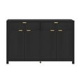 thumbnail image 4 of Wave Design Sideboard Cabinet Scandinavian with 2 Drawers 4 Doors Adjustable Shelves Aluminum Handles MDF Black, 4 of 9
