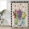 thumbnail image 2 of Hokiten Shower Curtain, Spring Floral Tulip Fabric Shower Curtains for Bathroom, Black Check Buffalo Bath Curtain Waterproof Bathtub Curtains with 12 Hooks, Long 72" x 84", 2 of 7