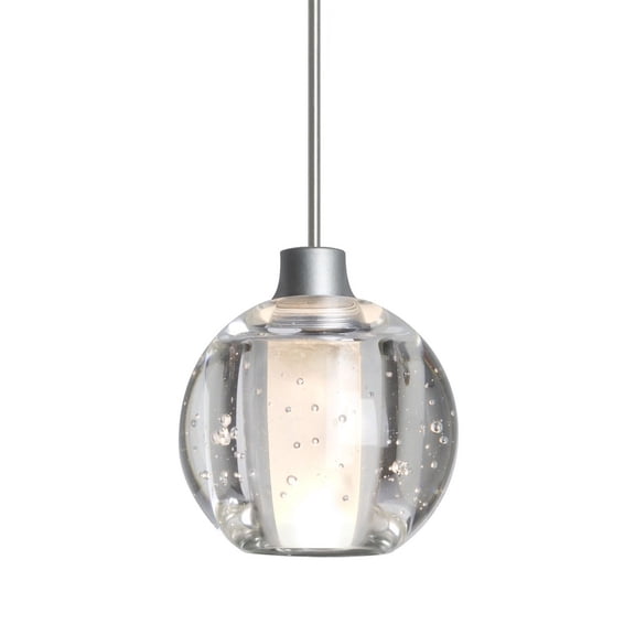 Besa Lighting - Boca 5 - One Light Cord Pendant-Satin Nickel Finish-Clear Bubble