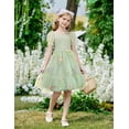 thumbnail image 7 of Oudiya Girls Tulle Dresses Puff Sleeve Bow Tie Back Spring Summer Party Holiday Dress for Kids 6-16, 7 of 7