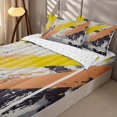 thumbnail image 2 of Erosebridal Orange Yellow Brush Strokes Zipper Twin Comforter Sets with Fitted Sheet and 2 Pillowcases, Grunge Watercolor Zipper Bedding Set, Reversible, 2 of 7