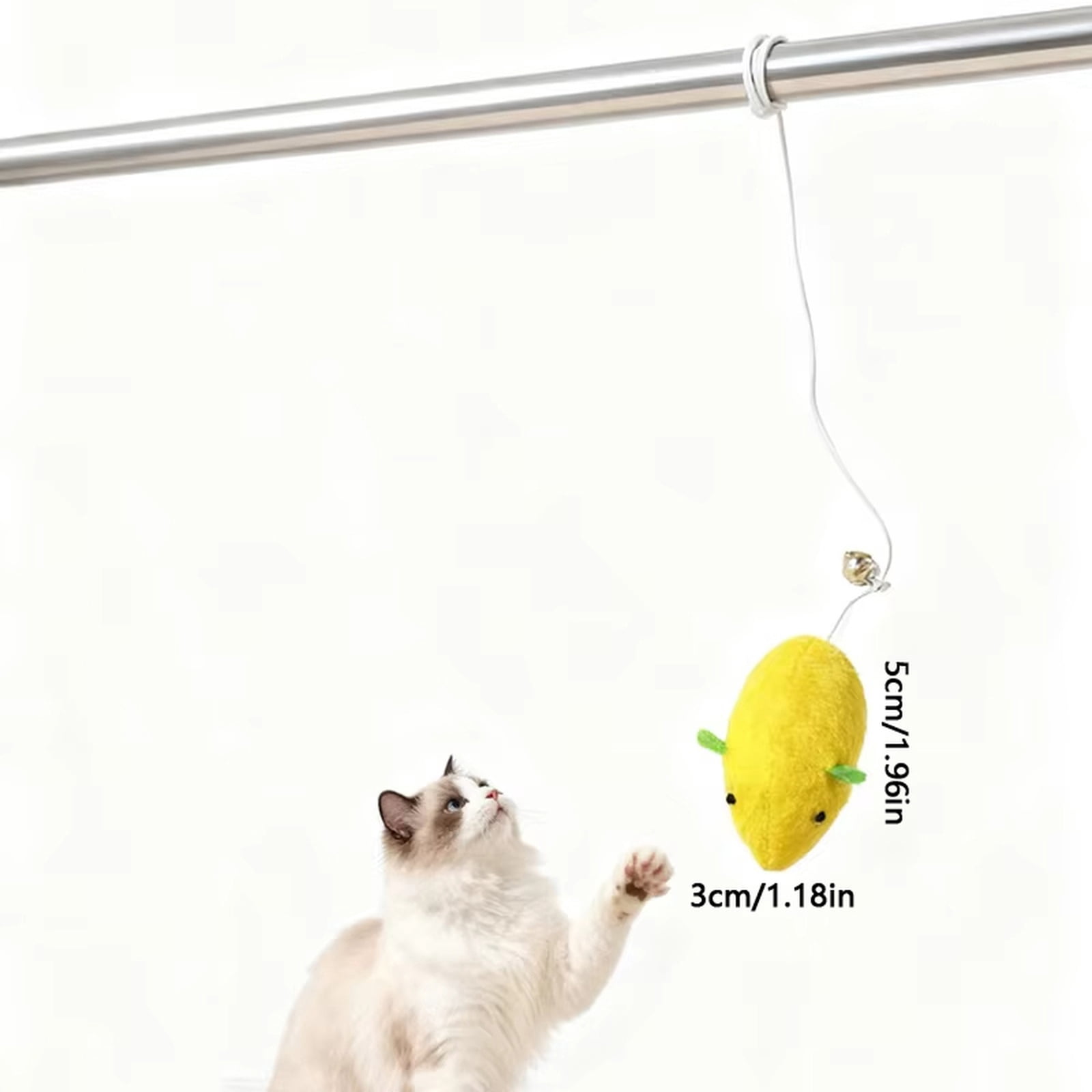 Interactive Cat Toys for Indoor Cats, Plush Mouse with Catnip & Bell, Elastic Rope for Self-Playing Fun, Kitten Teething Toy, Easter Gifts for Cats Yellow