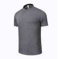 thumbnail image 4 of QQAMB Men's Tennis Shirts Plus Size Quick Dry Lightweight Collarless Short Sleeve Shirt for Men Gray 2XL, 4 of 8