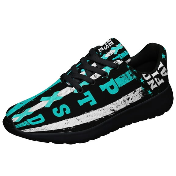 PTSD Awareness No One Fights Alone Shoes Sneakers for Women Men Black Size 3.5