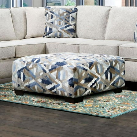 Furniture of America Yahse Chenille Upholstered Ottoman in Multi-Color
