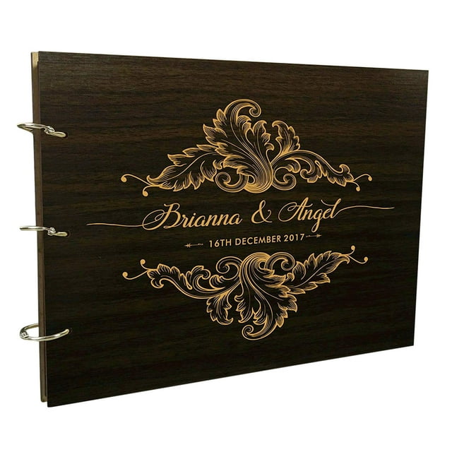 Handmade Wedding Guest Book Rustic Wood Wooden Engraved Advice Book Photo Album Custom Scrapbook