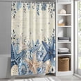 thumbnail image 6 of Blue Starfish Coastal Small Stall Shower Curtain, Waterproof Shower Curtains for Bathroom, Eucalyptus Summer Nautical Shell Retro Washable Fabric Bath Curtain for Bathtub with Hooks 36x72 Inches, 6 of 9