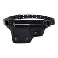 thumbnail image 1 of Riñonera para mujer, accesorio de diseño retro, de piel sintética versátil, ideal como regalo para festivales, con cinturón ajustable Negro, 1 of 8