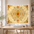 thumbnail image 5 of Radial Sunflower Mandala in a Distressed Parchment Background, Nostalgic Folk Art for Flower Lovers, Botanical Wall Decor Housewarming Gift Tapestry Wall Hanging for Bedroom and Living Room, 5 of 7