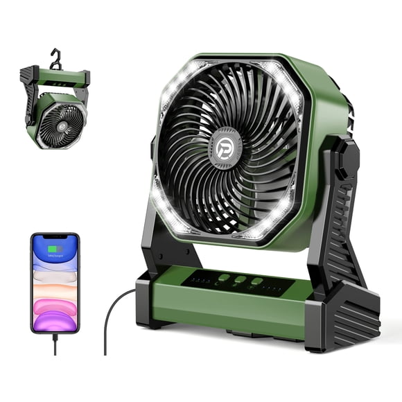 Ventilador con pilas AddAcc de 20000 mAh con luz giratoria de 270°