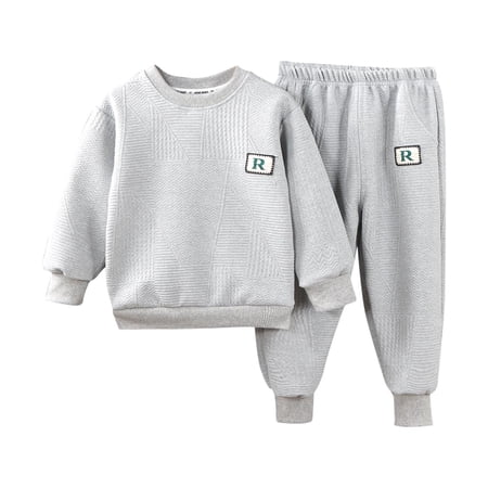 Girls Fall Clothes Set Crewneck Sweatshirt Pullover Printed Top and Joggers Pant Kids 2 Piece Cotton Outfits (6-12 Months Gray A)