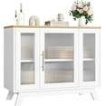 thumbnail image 3 of Multi-functional Sideboard Buffet Cabinet with Fluted Glass Door, 36" Modern Accent Storage Cabinet with 2-Tier Storage, White Coffee Bar Cabinet for Kitchen Dining Living Room, 3 of 7