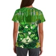 thumbnail image 3 of St. Patrick's Day Scrub Tops for Women Irish Shamrock Printed Short Sleeve Nurse Working Uniforms Stretchy V Neck Holiday Blouse T-Shirt, 3 of 3