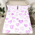 thumbnail image 2 of Manfei Cartoon Heart Pattern Full Size Sheets,Girl Cute Loves Bed Sheets,Purple White Sheet Sets For Girls Teens,Microfiber Bedroom Decor,4 Pieces, 2 of 7