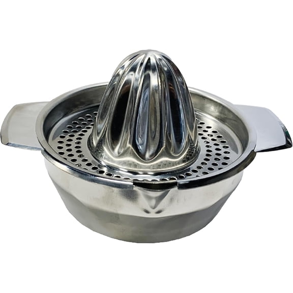JS Gourmet Stainless Steel Manual Orange and Lemon Squeezer, Hand Juicer with Bowl and Strainer