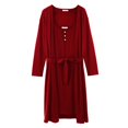 thumbnail image 4 of EFINNY Women's Maternity Pajama Set Breastfeeding Button Down Nursing Nightgown and Robe 2 Piece Set Full Slips Sleepwear Dress Bathrobe, 4 of 9