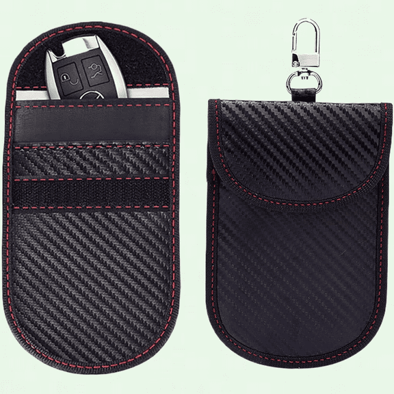 Car Key Signal Blocker Bag 2 Pack, Anti-Theft Blocking Pouch for Key Fob, Carbon Fiber Design