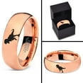 thumbnail image 4 of Tungsten Tyrannosaurus Rex Band Ring 7mm Men Women Comfort Fit 18k Rose Gold Dome Polished, 4 of 4