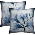 thumbnail image 4 of Blue Floral Pillow Covers 16X16 Inch Set of 2 Modern Abstract Throw Pillowcase Soft Cushion Cover for Bedroom Sofa Couch Chair Office, 4 of 7