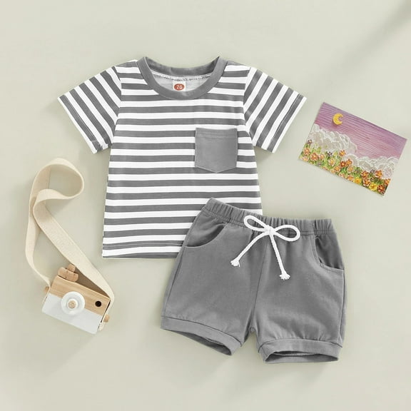 Gerichy Toddler Kids Boy Shorts Clothing Set 0 6 12 18 24 Months 2T 3T Baby Boys Clothes Set Baby Boys Circus Print T Shirt Tops Shorts Outfits Baby Boys Shorts Pants Set