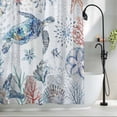 thumbnail image 2 of Crab Coral Starfish Fabric Shower Curtain Marine Life Blue Ocean Washable Shower Curtains for Bathroom, Waterproof Bath Curtain with Hooks Home Decor 72x72in, 2 of 8