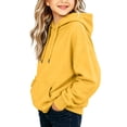 thumbnail image 3 of Girls Solid Color Hoodie, Drawstring Pocket Soft Loose Pullover, Long Sleeve Casual Top For Kids Yellow 12-13Years, 3 of 8