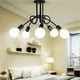 thumbnail image 4 of Lámpara de techo Edison de 5 cabezales para dormitorio, sala de estar, cocina y comedor, bombillas E27, candelabro de metal industrial retro con acabado negro, 4 of 5