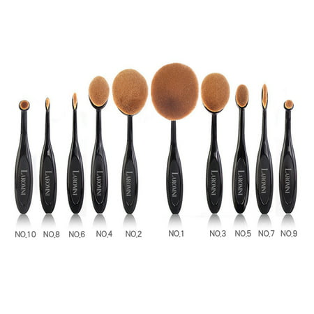 10-Piece Oval-Shaped Makeup Brush Set