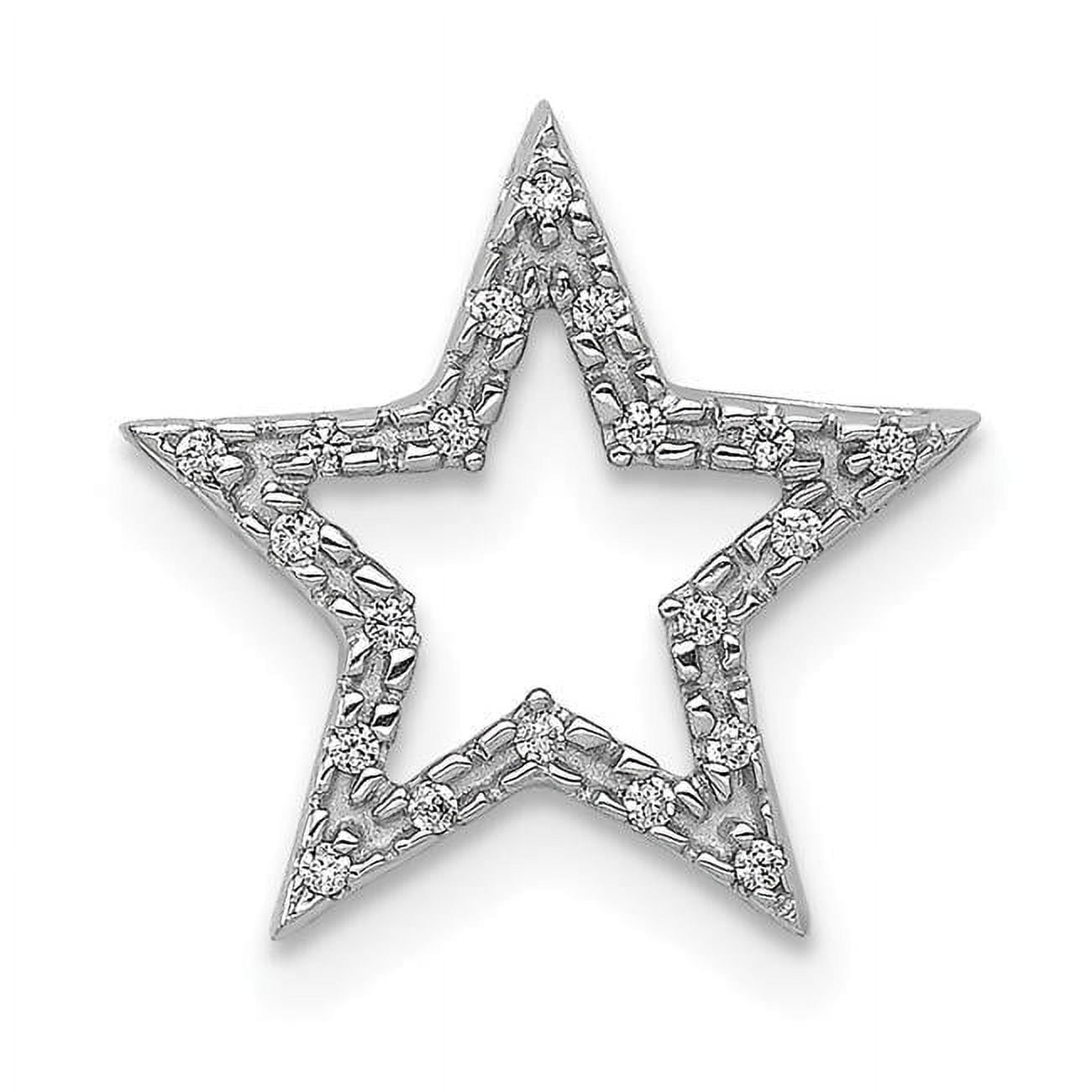Simply Starz 14k White Gold Small Diamond Star Chain Slide Pendant
