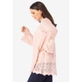 thumbnail image 3 of Roaman's Women's Plus Size Bell Sleeve Pointelle Cardigan, 3 of 4