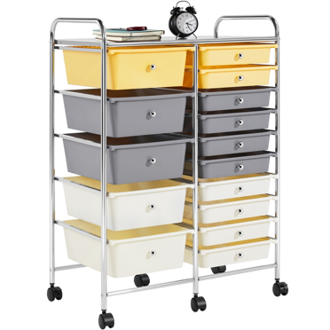 Costway 15 Drawer Rolling Organizer Cart Utility Storage Tools ...