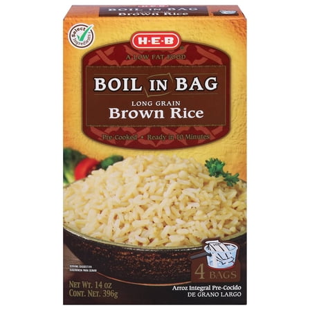 H‑E‑B Boil in Bag Long Grain Brown Rice 4 ct