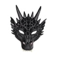 thumbnail image 3 of Máscara de dragón 3D Máscara de media cara Adultos de miedo Accesorios de disfraces de Halloween Cosplay Negro jinwen Cubierta de cabeza de dragón, 3 of 8