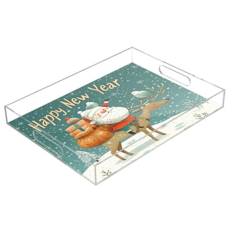 

Clear Acrylic Tray Water Cup Tray Teacup Jewelry Storage Tray for Serving and Home Decor Christmas Elements