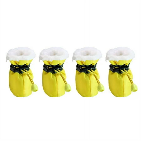 GASTROPOD 4Pcs Dog Shoes Breathable Mesh Fabric Dog Booties Non-Slip Rubber Sole Dog Boots & Paw Protectors 4.5x3.5cm Yellow